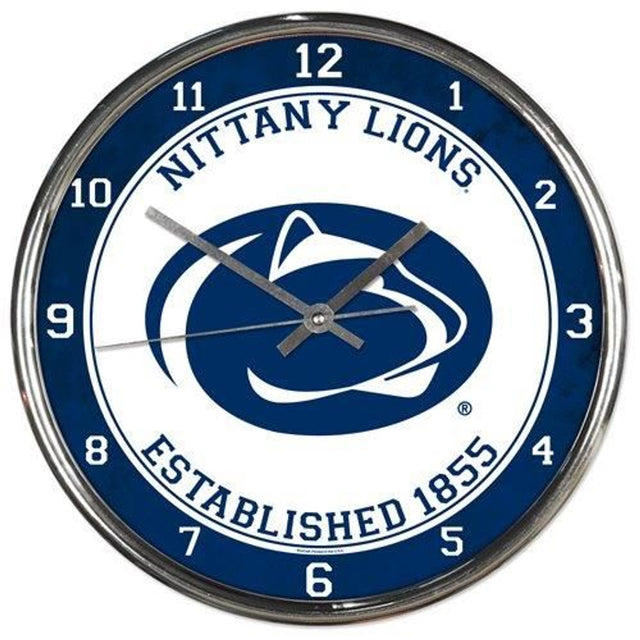 Reloj de pared redondo cromado de los Penn State Nittany Lions