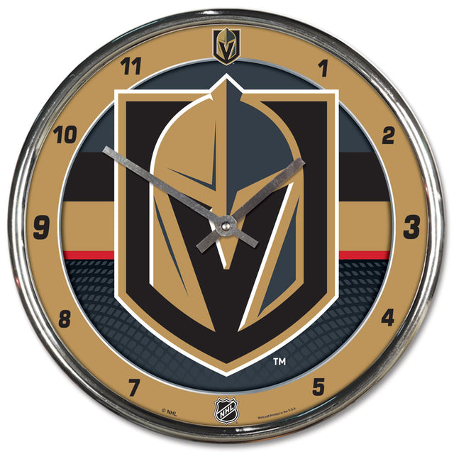 Reloj de pared redondo cromado Vegas Golden Knights