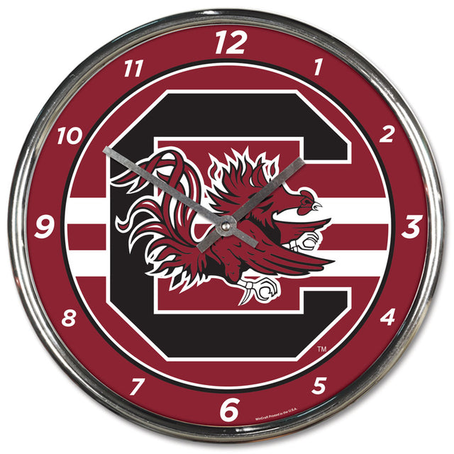 Reloj redondo de pared cromado de los South Carolina Gamecocks