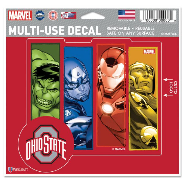 Ohio State Buckeyes / Marvel (c) Calcomanía multiusos MARVEL 2021: cortada según el logotipo, 5" x 6"