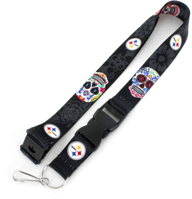 Cordón con calavera de azúcar de los Pittsburgh Steelers (NEGRO) -LN-570-12