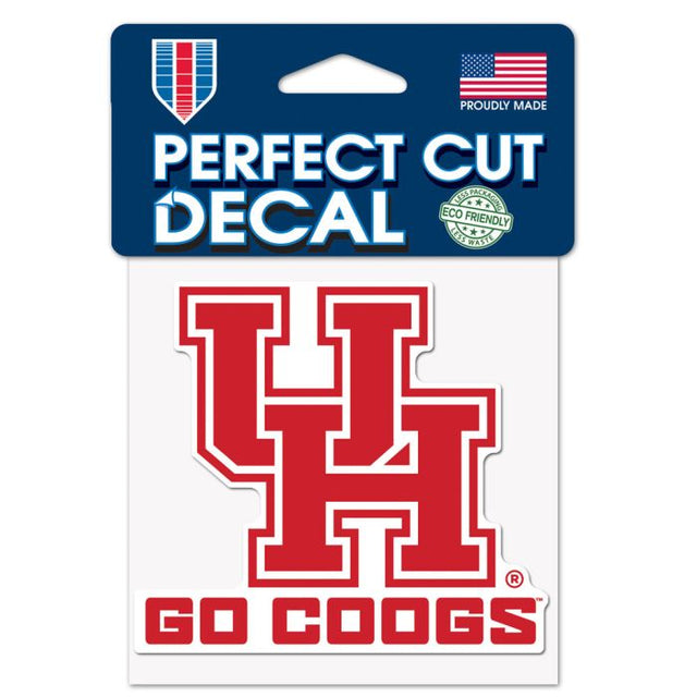 Calcomanía con eslogan de los Houston Cougars, corte perfecto, color, 4" x 4"