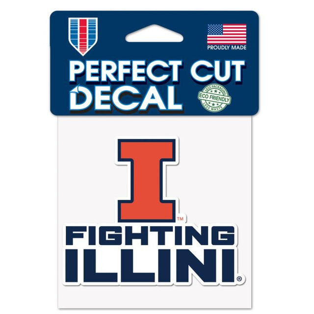 Illinois Fighting Illini SLOGAN Perfect Cut Color Decal 4" x 4"