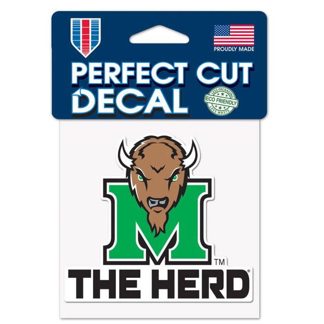 Calcomanía de color de corte perfecto con el lema de Marshall Thundering Herd de 4" x 4"