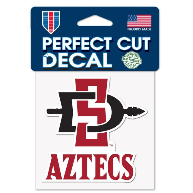 Calcomanía de color de corte perfecto con el lema de los San Diego State Aztecs de 4" x 4"