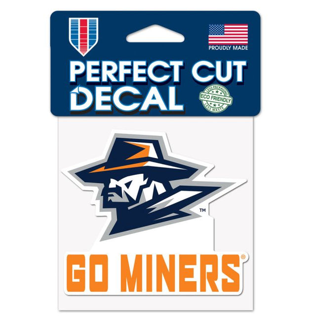 UTEP Miners SLOGAN Perfect Cut Color Decal 4" x 4"