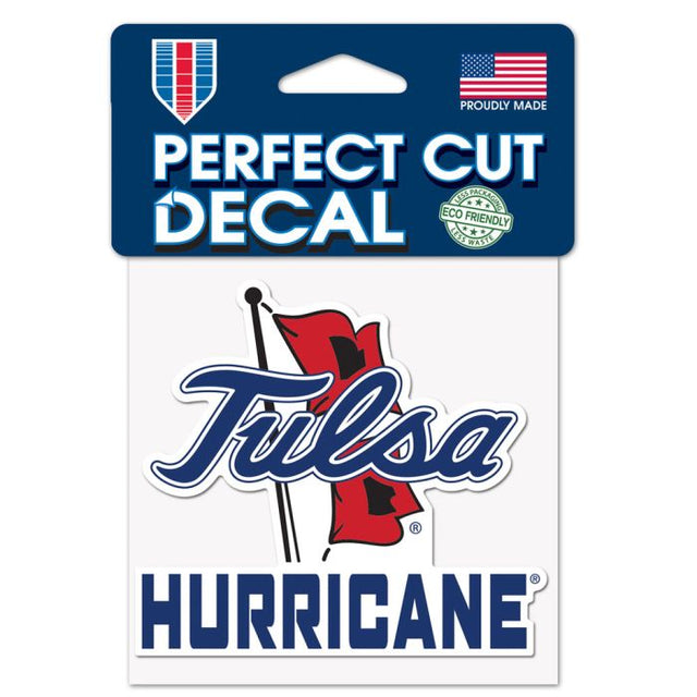 Calcomanía de color de corte perfecto con el lema de los Tulsa Golden Hurricanes de 4" x 4"