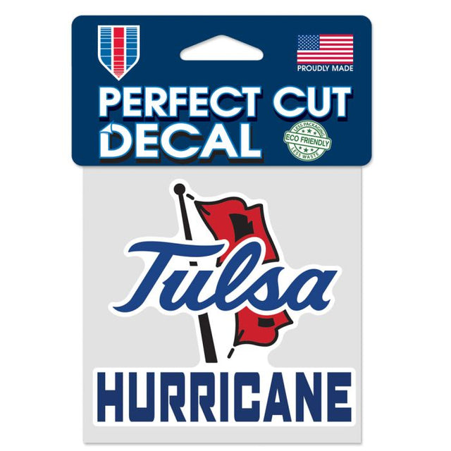 Calcomanía de color de corte perfecto con el lema de los Tulsa Golden Hurricanes de 4" x 4"