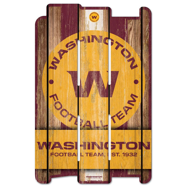 Letrero de madera estilo valla de Washington Football Team de 11 x 17 pulgadas