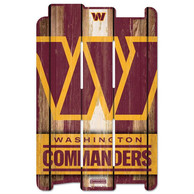 Letrero de madera estilo valla de 11 x 17 del equipo Washington Commanders