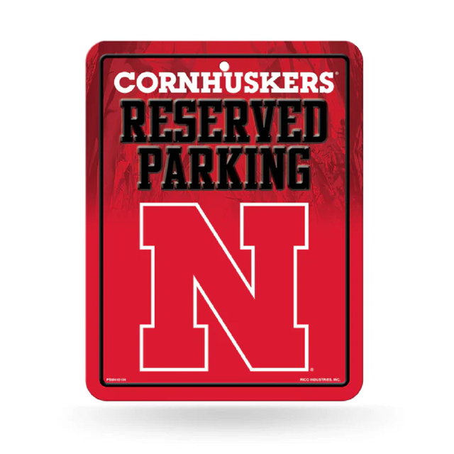 Letrero de metal para estacionamiento de los Nebraska Cornhuskers