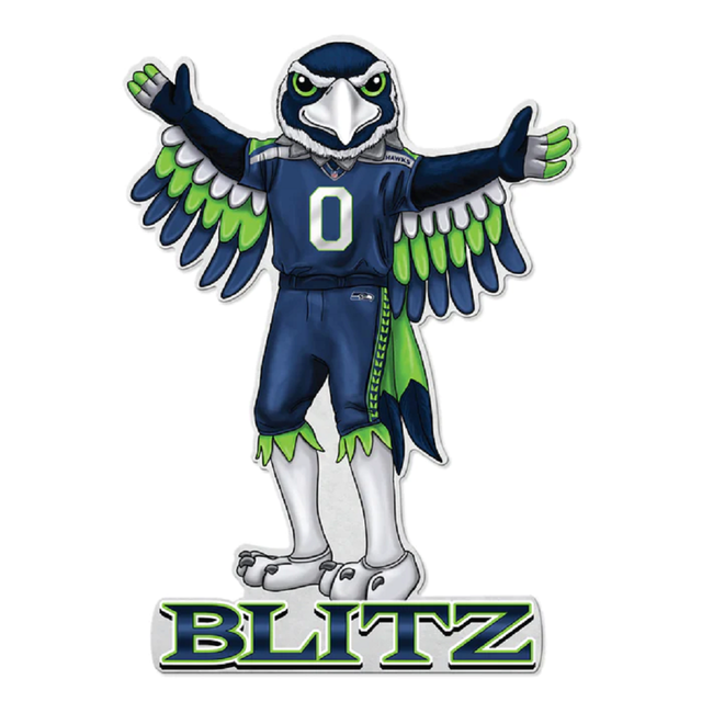 Diseño de mascota con forma de banderín de los Seattle Seahawks cortado a medida