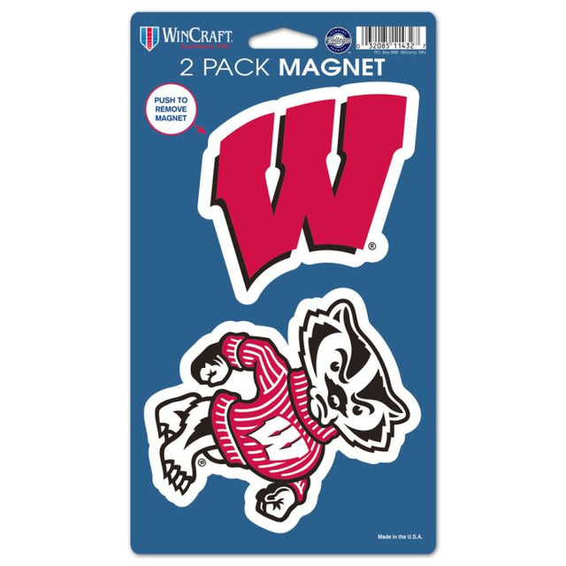 Paquete de 2 imanes de Wisconsin Badgers de 5" x 9"