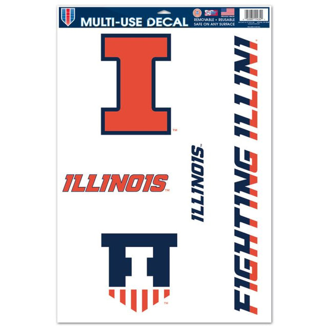 Illinois Fighting Illini Multi Use Decal 11" x 17"