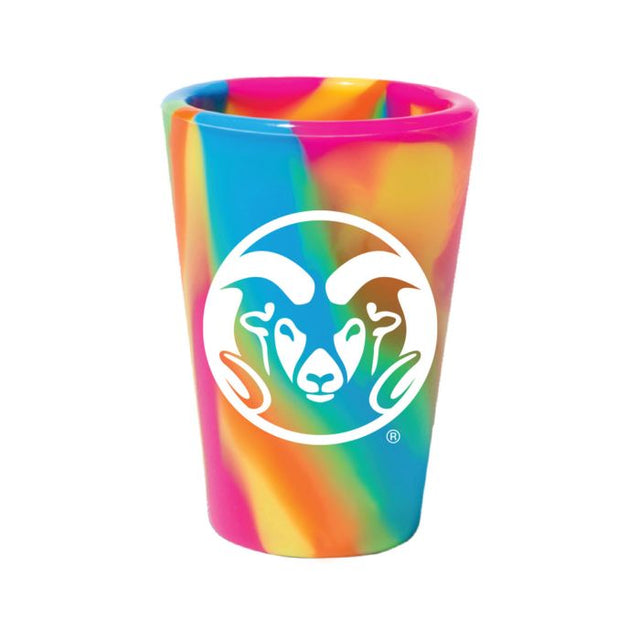 Vaso de chupito de silicona de 1,5 oz con diseño de hippie hops de Colorado State Rams