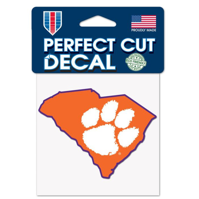 Calcomanía de color de corte perfecto de Clemson Tigers de 4" x 4"