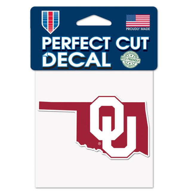 Oklahoma Sooners STATE SHAPE Perfect Cut Color Decal 4" x 4"