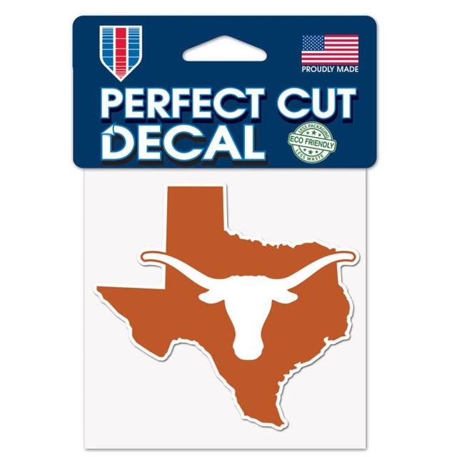 Texas Longhorns STATE SHAPE Perfect Cut Color Decal 4" x 4"