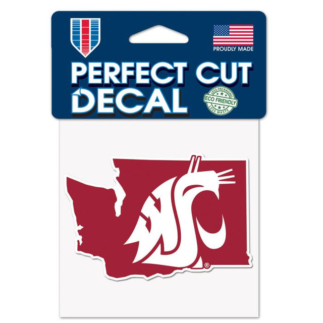 Washington State Cougars STATE SHAPE Perfect Cut Color Decal 4" x 4"