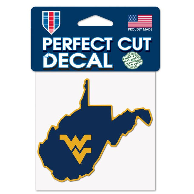 West Virginia Mountaineers STATE SHAPE Perfect Cut Color Decal 4" x 4"