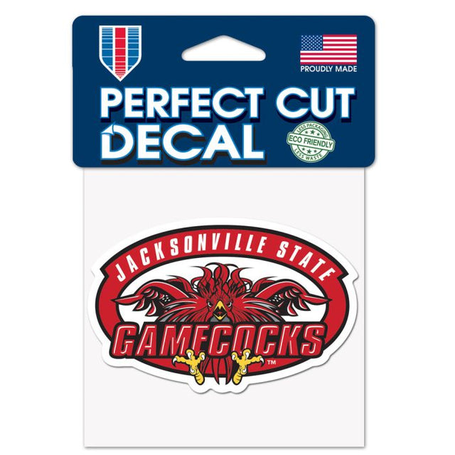 Calcomanía de color de corte perfecto de los Gamecocks de Jacksonville State, 4" x 4"