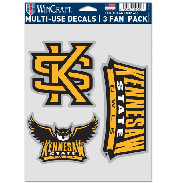 Paquete de 3 abanicos multiusos de Kennesaw State Owls