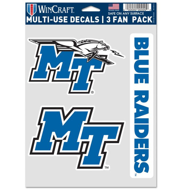 Paquete multiusos para 3 fanáticos de los Blue Raiders de Middle Tennessee State