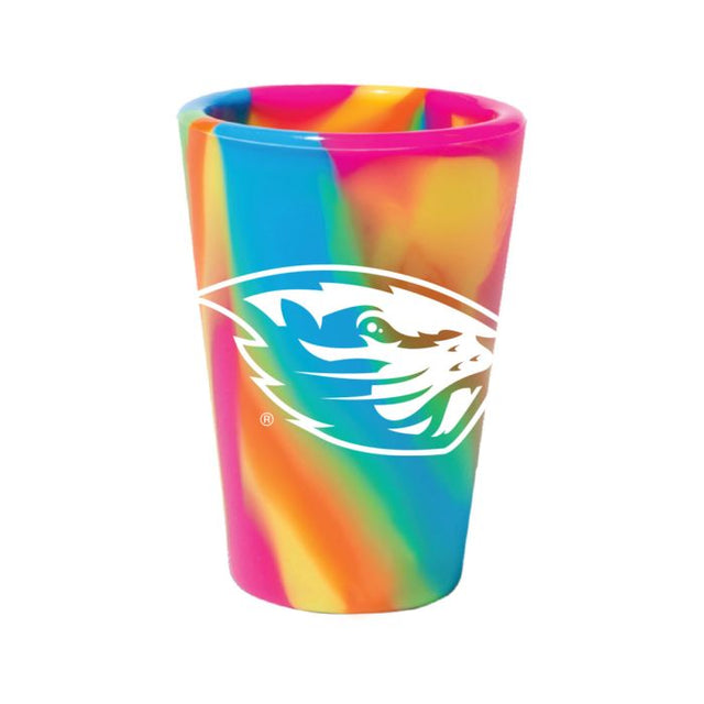 Vaso de chupito de silicona de 1,5 oz con diseño hippie hop de Oregon State Beavers