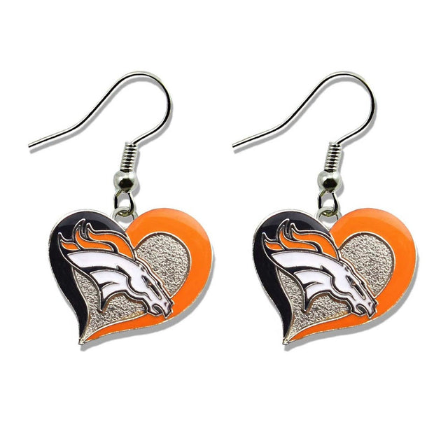 Pendientes con forma de corazón de los Denver Broncos -ER-245-04