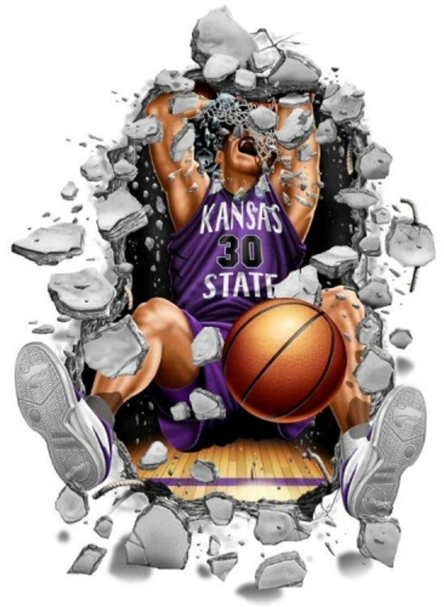 Calcomanía de baloncesto de 11" de Kansas State Wildcats Wallcrasher