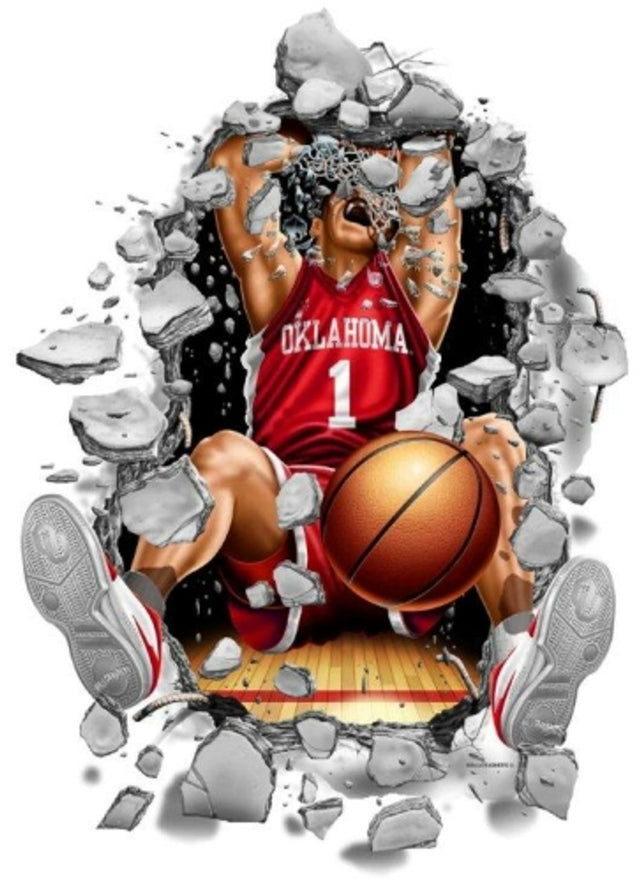 Oklahoma Sooners Decal Wallcrasher Basketball 3 Foot