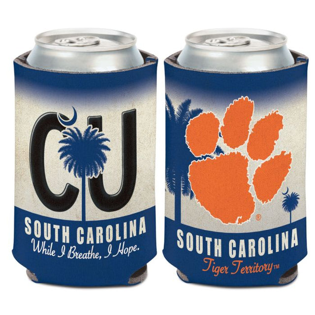 Enfriador de lata con placa de matrícula de Clemson Tigers de 12 oz.