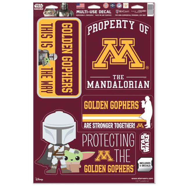 Calcomanía multiusos de Minnesota Golden Gophers / Star Wars MANDALORIAN de 11" x 17"