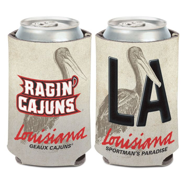 Luisiana - Lafayette Ragin Cajuns Enfriador de latas con placa de matrícula de 12 oz.