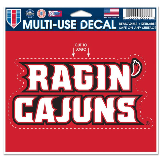 Louisiana - Calcomanía multiusos de Lafayette Ragin Cajuns (recortada según el logotipo, 5" x 6")