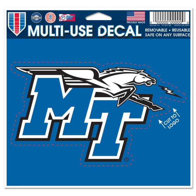 Middle Tennessee State Blue Raiders Multi-Use Decal - cut to logo 5" x 6"