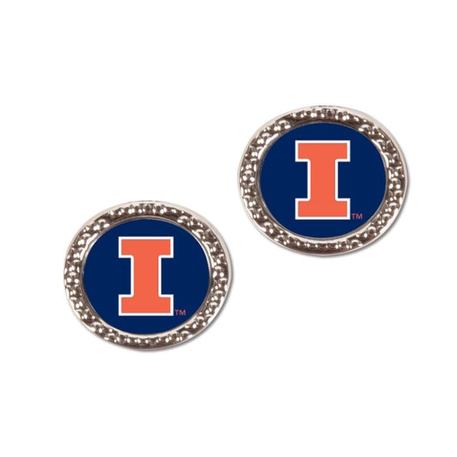 Illinois Fighting Illini Earrings Jewelry Carded Round