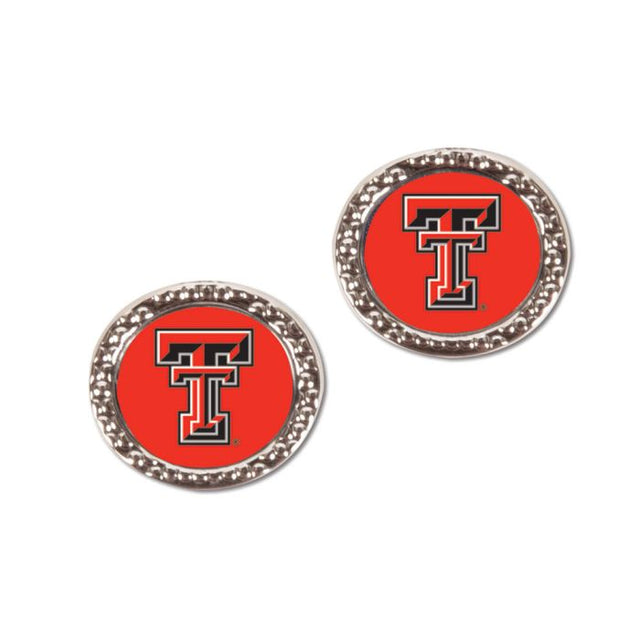 Pendientes de joyería de los Texas Tech Red Raiders en cartulina redonda