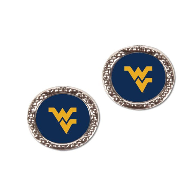 West Virginia Mountaineers Earrings Jewelry Carded Round