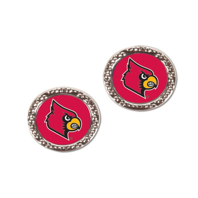 Pendientes de los Louisville Cardinals con forma de corazón y forma redonda