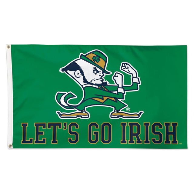 Bandera de Notre Dame Fighting Irish de 3 x 5 pulgadas, estilo de lujo, diseño de duendecillo