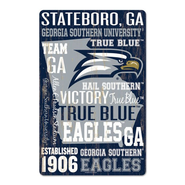 Letrero de madera de Georgia Southern Eagles, 11" x 17", 1/4" de grosor