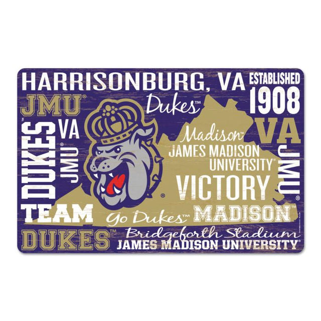 James Madison Dukes Wood Sign 11" x 17" 1/4" thick