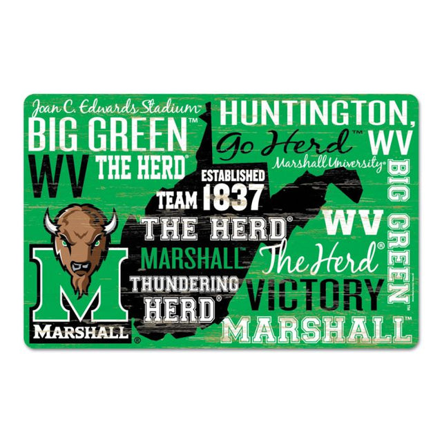 Marshall Thundering Herd Wood Sign 11" x 17" 1/4" thick