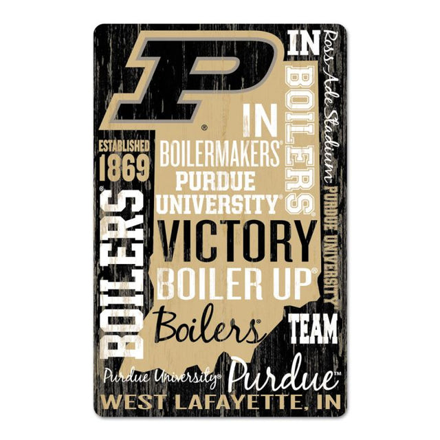 Letrero de madera de Purdue Boilermakers, 11" x 17", 1/4" de grosor