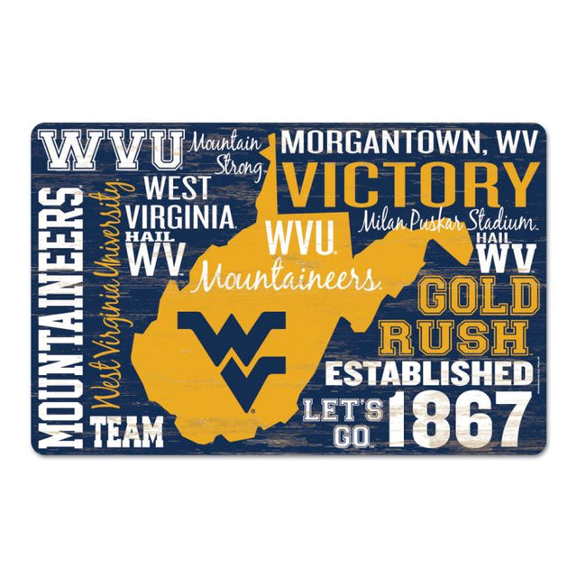 West Virginia Mountaineers WORDAGE Wood Sign 11" x 17" 1/4" thick