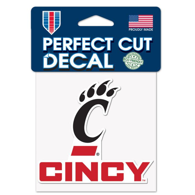 Calcomanía con eslogan de los Cincinnati Bearcats, corte perfecto, color, 4" x 4"