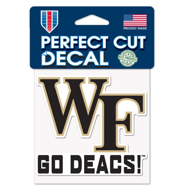 Calcomanía de color de corte perfecto con el lema de los Demon Deacons de Wake Forest, 4" x 4"