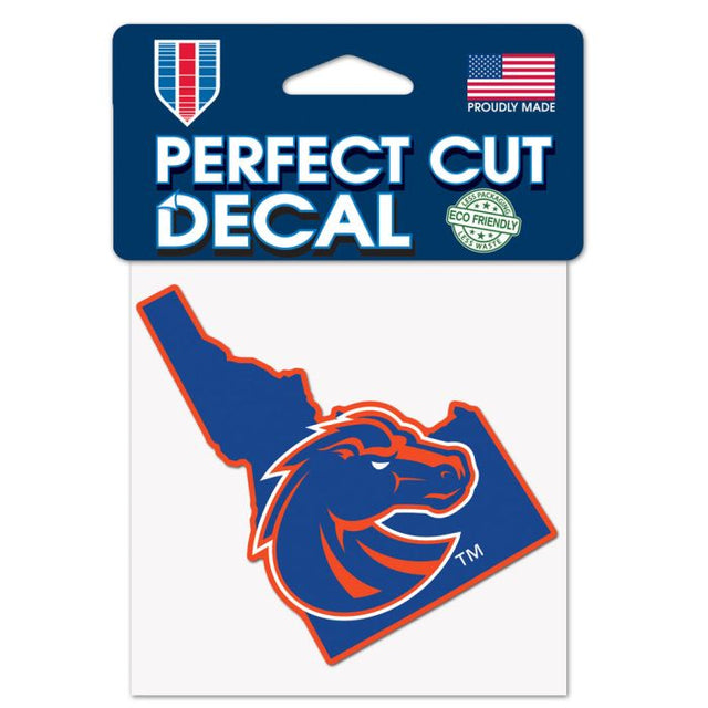 Calcomanía de color de corte perfecto con forma de estado de los Boise State Broncos de 4" x 4"