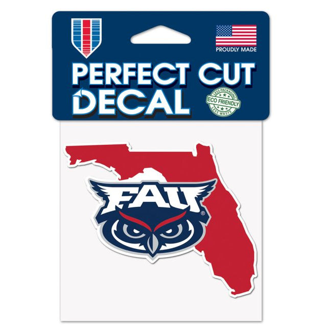 Florida Atlantic Owls STATE SHAPE Perfect Cut Color Decal 4" x 4"